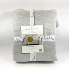 Nicole Miller KING Coastal 3Pcs Set Quilt 102" x 92"  Gray New