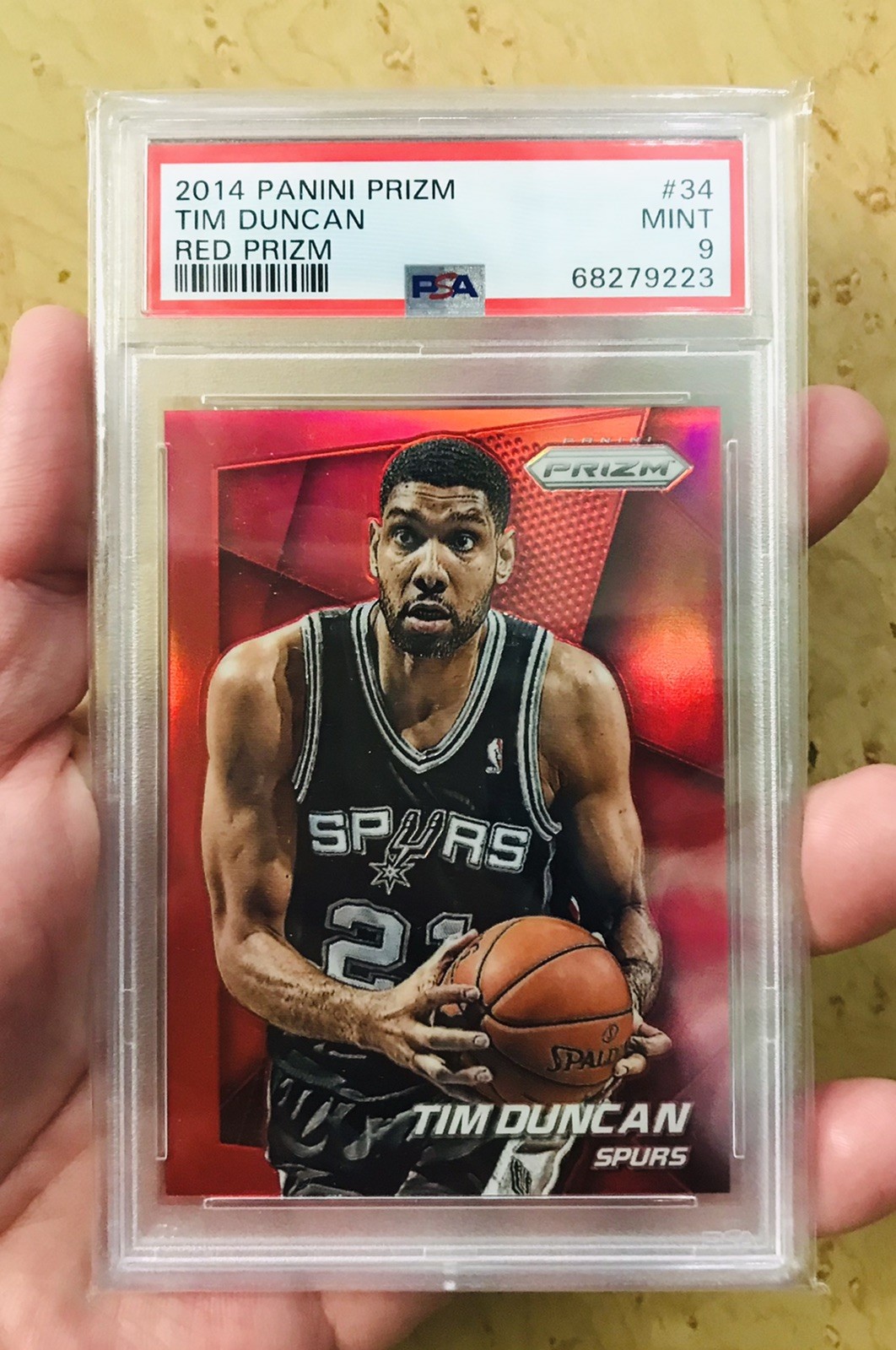 2014-15 Panini Prizm Red Prizm /49 Tim Duncan #34 PSA 9 MINT HOF