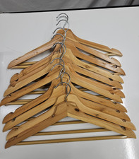 Natural Wood Clothes Suit Hangers Lot of 11 Jackets Pants Closet Storage