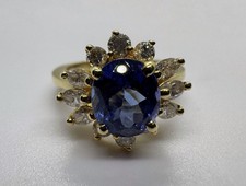 3ct Natural Ceylon Royal Blue Sapphire & Diamond Halo Ring 14k Gold Engagement