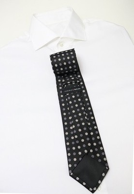 THOMAS NASH Tie Herren One Size Black Polka Dot Pattern Pointed Pure Silk
