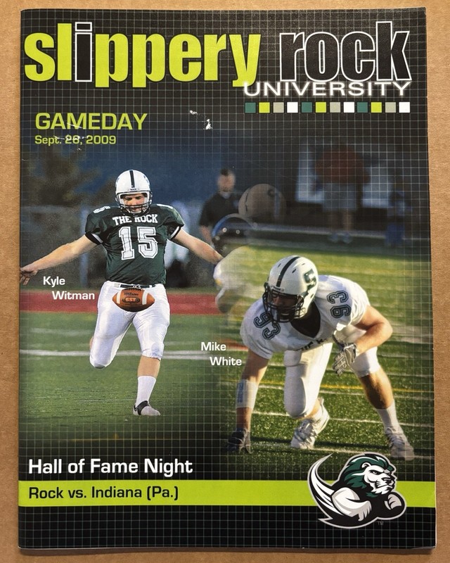 Slippery Rock Gameday Football Program Vs Indiana (PA) Sept. 28, 2009-HOF Night