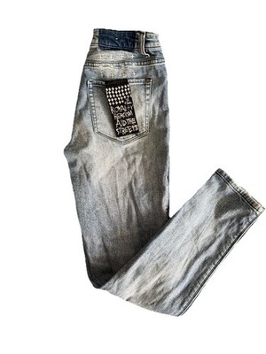 Ksubi Women s Light Wash Blue Skinny Jeans Slim Fit Stretch Embroidered Logo