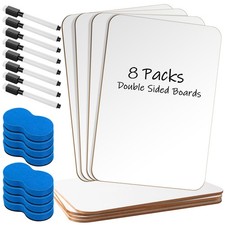 Small White Board Dry Erase, 8 Packs Double Sided Mini WhiteBoards with 8 Mar...