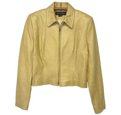 Jerry Shabo Tailored Crop Jacket in Soft Naples Yellow Leather - fully lined M