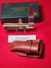 Moore Maker USA 6106 LB Single Blade Lockback Large Trapper Knife Genuine Stag