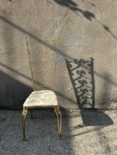 Sedia In Metallo Dorato Vintage Anni ‘50 Nello Stile Di Pierluigi Colli