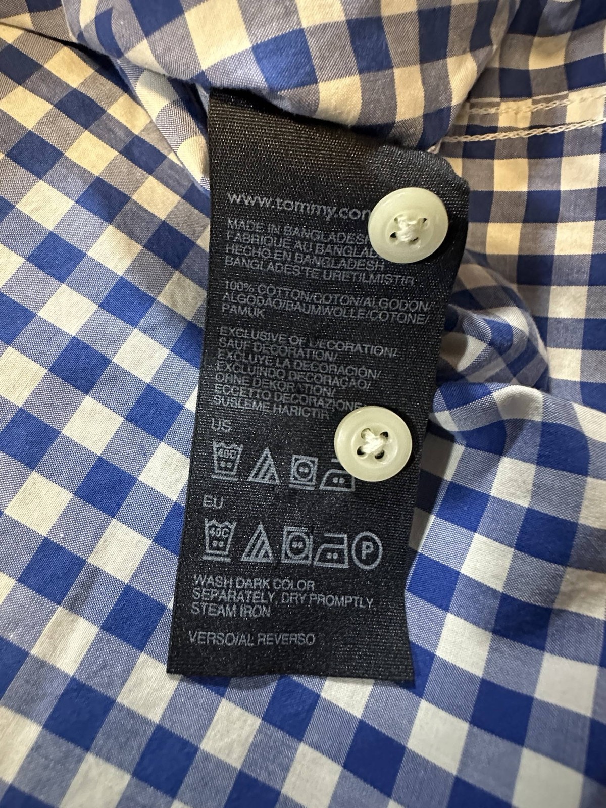 Tommy Hilfiger Longsleeve New York Fit Shirt Size Large Chequer Blue/White image 5
