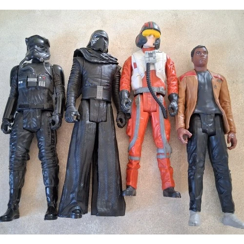Star Wars Figurines Lot 12 in Tall, Tie Fighter, Kylo Ren, Poe Dameron, Jakku