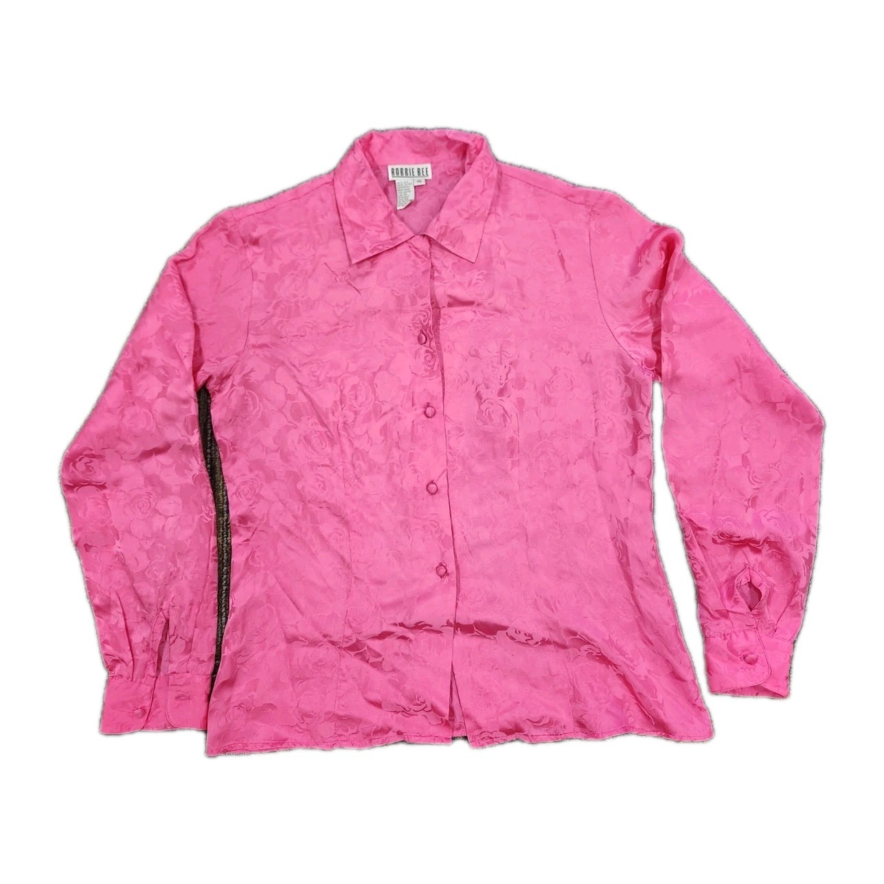 Vtg ROBBIE BEE Pink Floral Silk Shirt Sz Small EXCELLENT Condition Button Up 90s