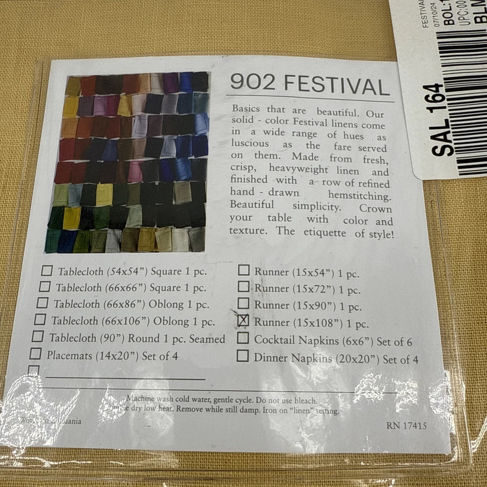 SFERRA Table Runner 108"x15" Fine Pure Linen Italy Festival Yellow Luxe - Image 4 of 4