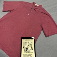Fairway & Greene Polo Shirt Mens Large Red Micro Check Golf Mercerized Cotton