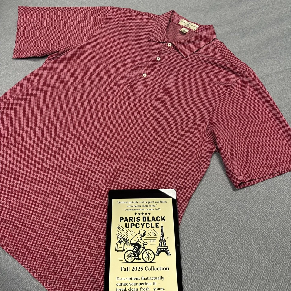 Camisa Polo Fairway & Greene Para Hombre Grande Roja Micro Cuadros Golf Algodón Mercerizado Foto 2 de 4