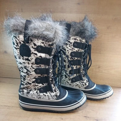 SOREL Joan of Arctic Reserve Cow Hide Boots Calf skin Spotted Faux Fur UK 7.5 - Image 1 of 4