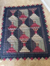 HANDSTITCHED Plaid Gingham Cotton QUILT Wall or Throw Country CABIN Folksy Chek