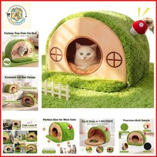 Cat House for Indoor Cats - Tree Hole Cat Bed Cave Hideaway Enclosed Calmin...