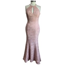 Jovani Blush Glitter High Neck Mermaid Prom Dress 52144 Sz 4
