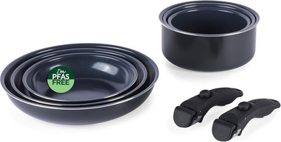 Smart Clip Kochgeschirr-Set, 8-teilig, abnehmbare Griffe | Keramik-Antihaftbeschichtung