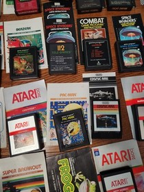 Atari 2600 Bundle Lot: 2 consoles, 30 Games,  26 Manuals, Paddles, joysticks  
