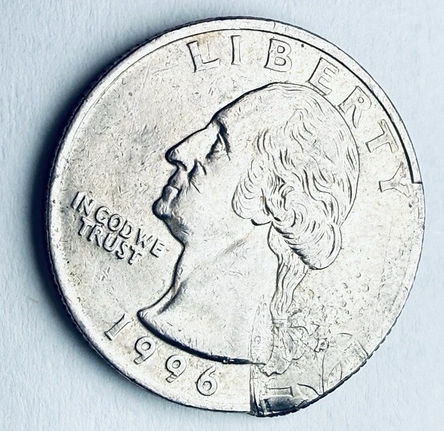 1996-P Double Struck (Damaged?) 25c ~ Clear Unk Coin Strike on Obv ~ W37 - Image 2 of 4