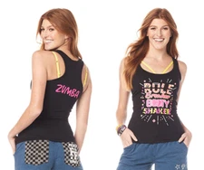 Zumba Shaker Racerback Tank Top ~  Bold Black ~ XS  S  M  L  XL XXL ~ Free Ship!