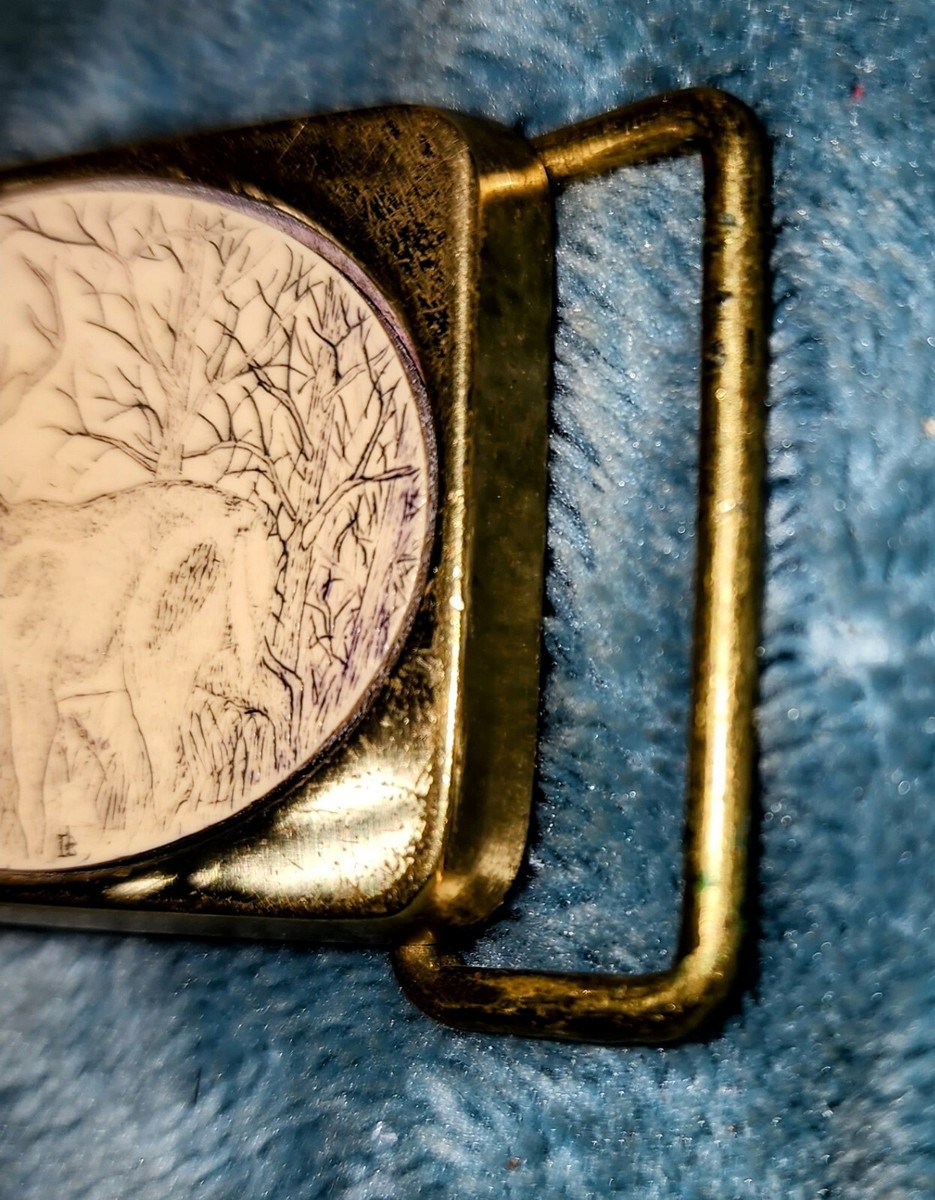 Vintage Barlow Solid Brass Belt Buckle 1983 USA Buck Deer | eBay display picture 2
