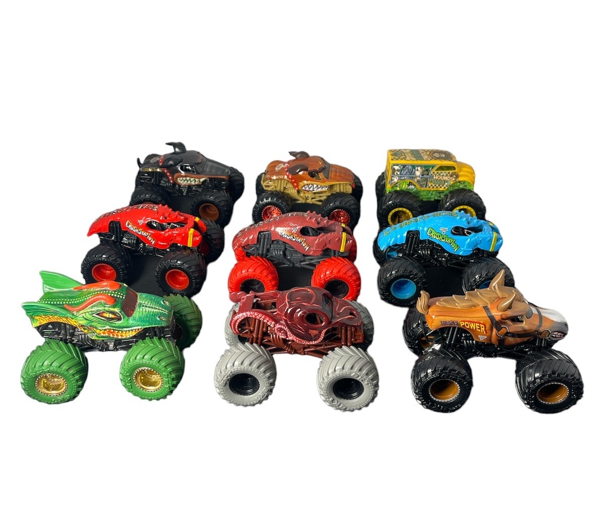 Hot Wheels Monster Jam Trucks Crushstation Octopus Dogs Horse Lot