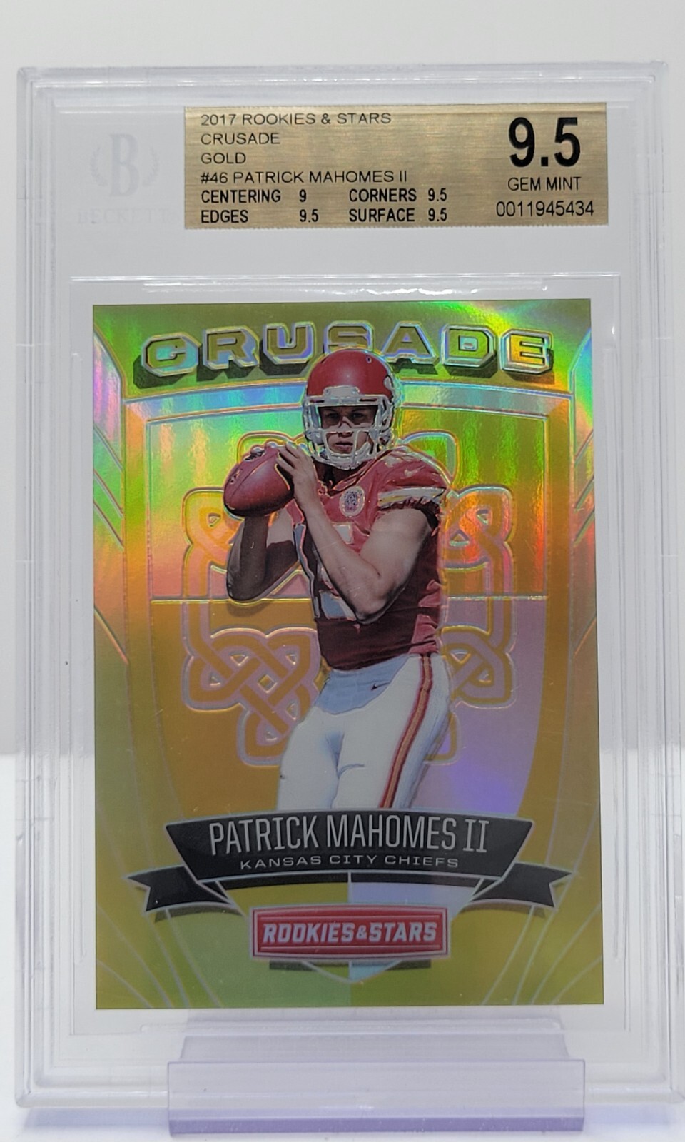 Patrick Mahomes Panini Rookies & Stars Crusade #46 Gold