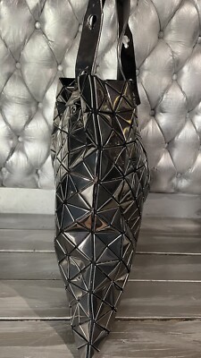 ISSEY MIYAKE Bao Bao Gunmetal Prism Geometric Mirror Metallic Tote