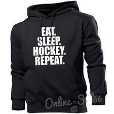 Eat Sleep Hockey Repeat Train Mens Ice Hoodie Present Hoody Training Top