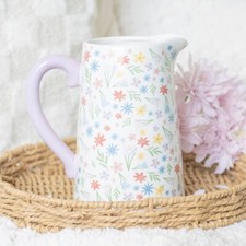 Image of Spring Floral Print Ceramic Flower Jug