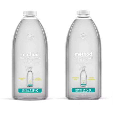 Method Daily Shower Spray Cleaner Refill, Eucalyptus Mint, 68 Ounce, 2 pack