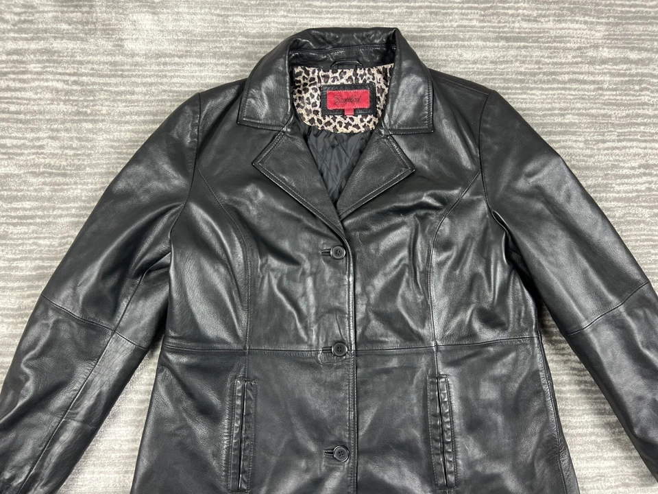 Excelled Collection Jacket Womens Extra Large Black Genuine Soft Leather - Image 2 of 4