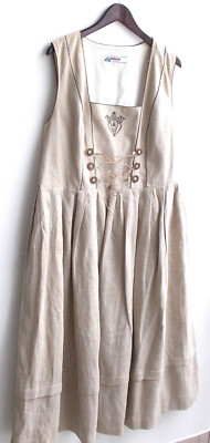 Ladies traditional dress sleeveless linen grey size 24 by Alphorn