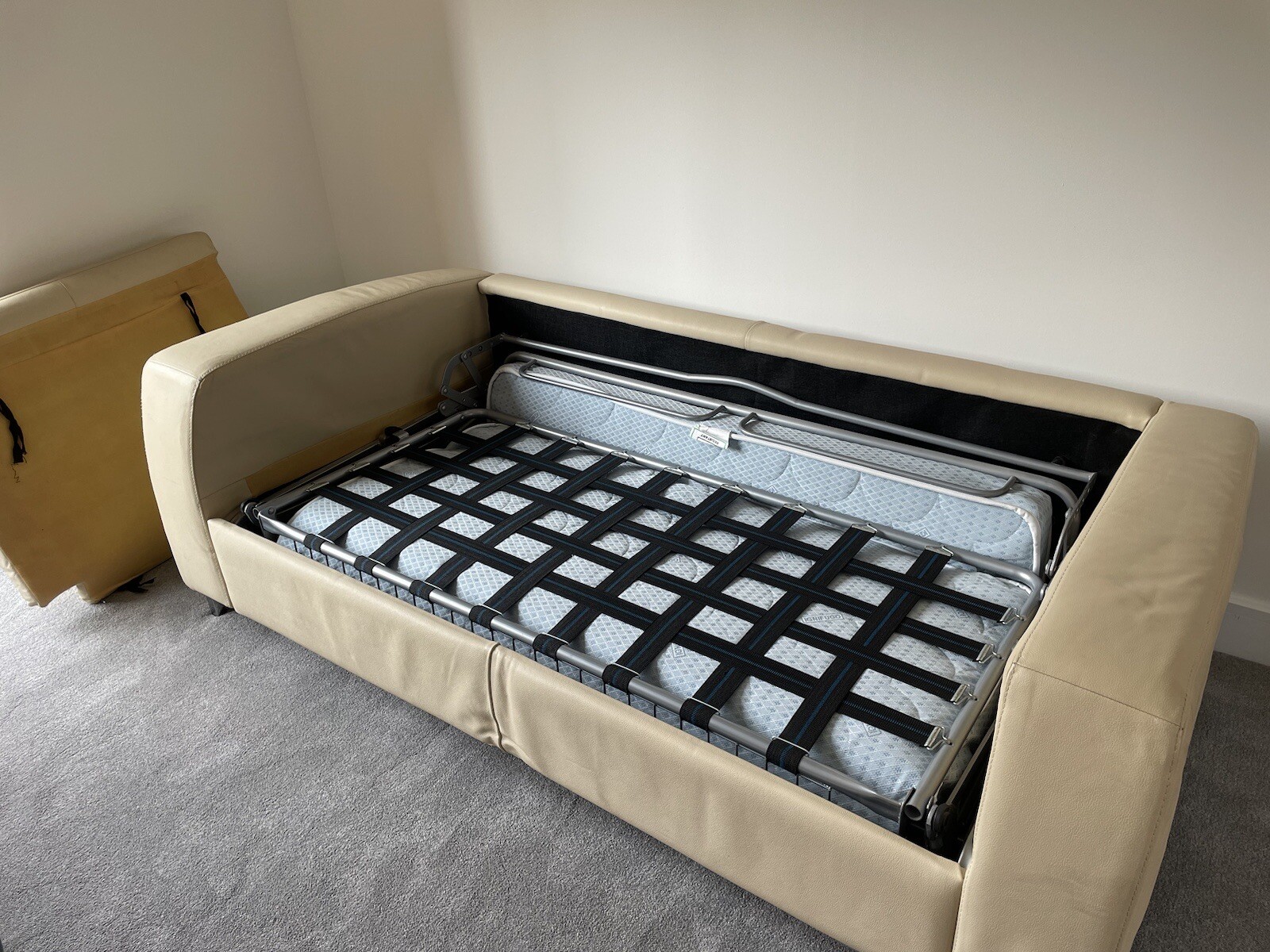 Leather Sofa Bed Cream eBay