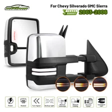 Switchback Signal Chrome Tow Mirrors For 03-07 Chevy Silverado GMC Sierra Yukon