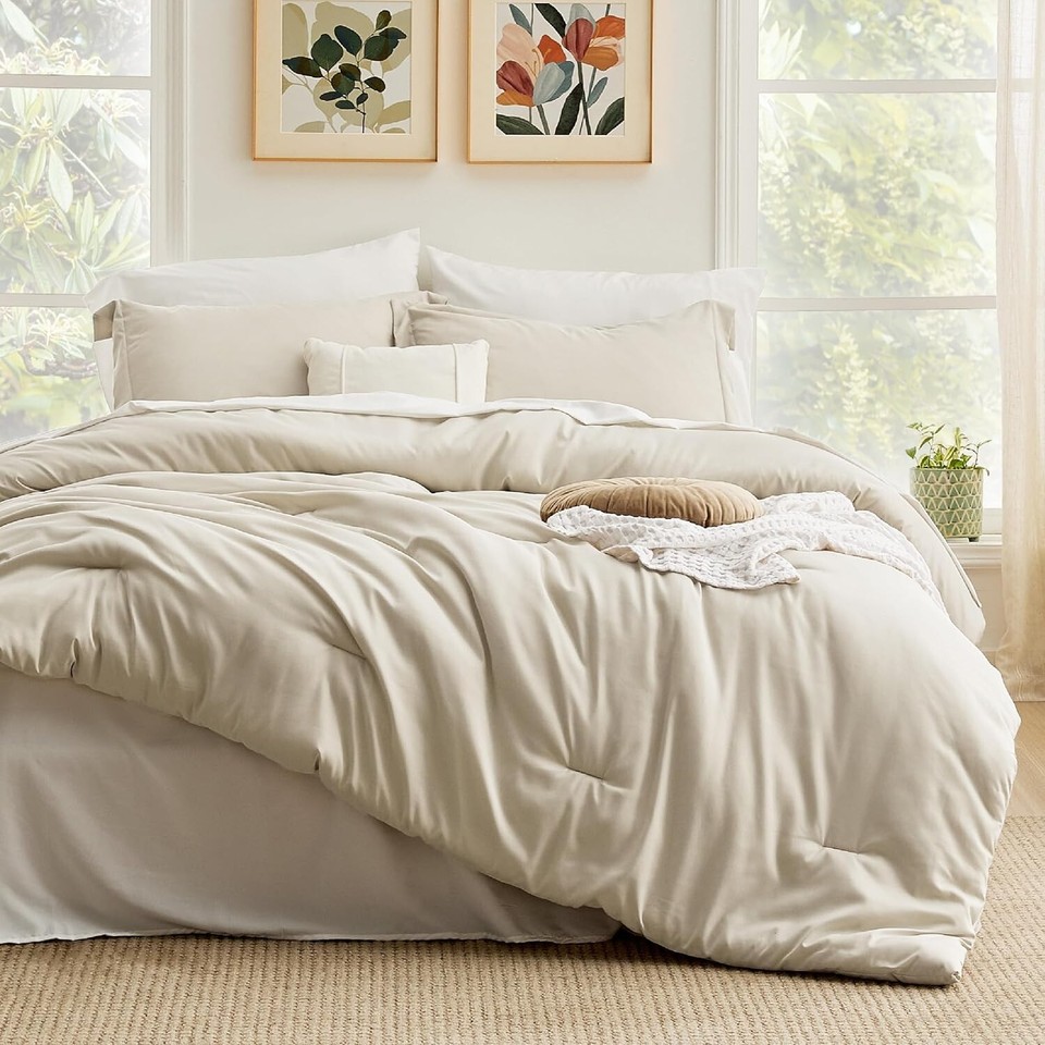 Queen Comforter Set Beige, 7 Pieces Boho Bed in a Bag Queen Size eBay