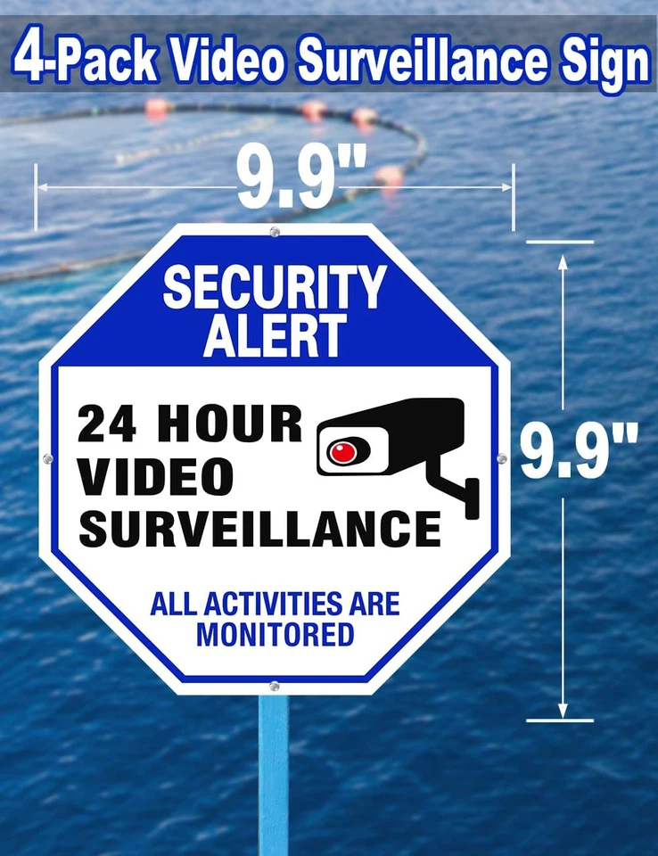 Video Surveillance Sign, 4-Pack Security Camera Sign, Reflective and Waterproof - Image 2 of 4
