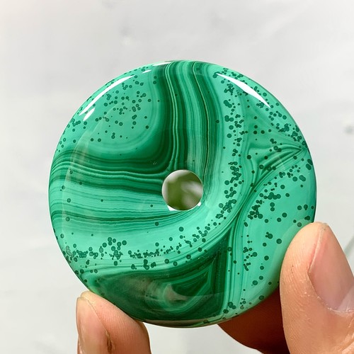 52G Natural Gloss Malachite Stone Transparent Round Pendant Mineral Sample - Picture 4 of 24
