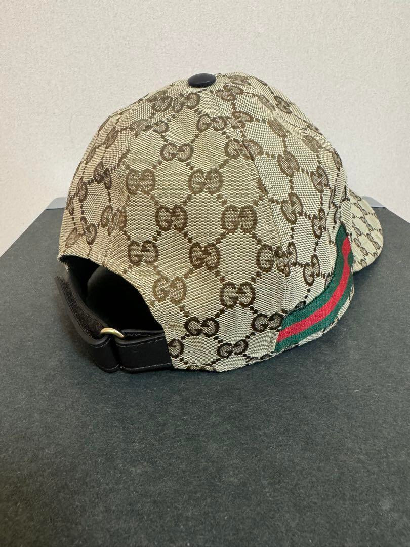 Excellent] GUCCI Authentic Baseball Cap Men's Beige GG Campus Size