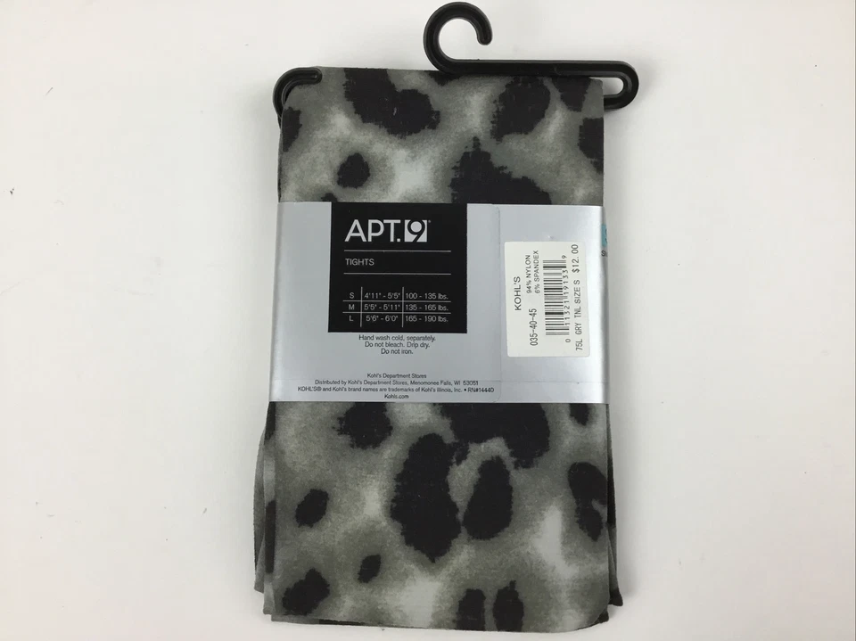 Apt. 9 Women’s Animal Print Fashion Tights Black Gray Cheetah Size S New - Image 4 of 4