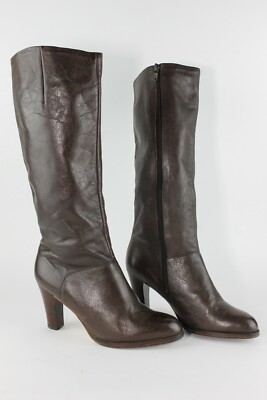 Damenstiefel Lederstiefel Schaftstiefel dunkelbraun 1980er TRUE VINTAGE  boots