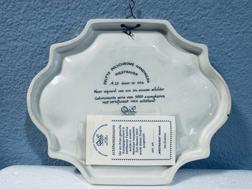 Delfts Polychrome Handwerk Westraven Wall Plaque Limited Edition A 23 Vintage - Afbeelding 2 van 3