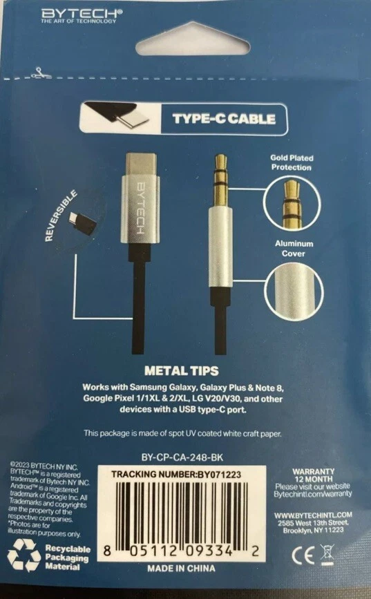 BYTECH 4ft. Type-C USB To AUX Cable - Image 2 of 2