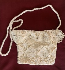 Crocheted Lined Victorian Purse with Shoulder Strap