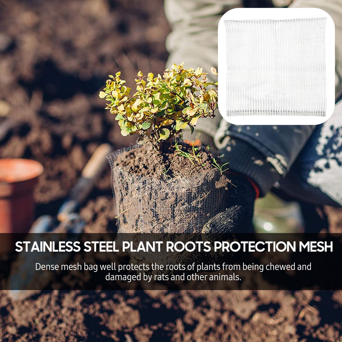 6 PCS Plant Root Guard Basket Stainless Steel Mesh Bag Plant
