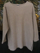 Sostanza Contemporary Apparel Tunic Top Small Tan Tones Textured, Long Sleeves