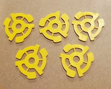 5 New Yellow 45 RPM 7" Plastic Snap-In Record Adapters NEW!