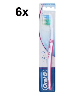 6er Pack Oral B 123 Classic Care Zahnbürsten 35 Mittel, verschiedene Farben