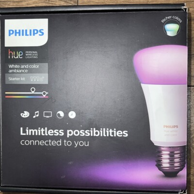 Philips Hue Starter Kit (zwei B22 Leuchtmittel & Bridge) Box geöffnet